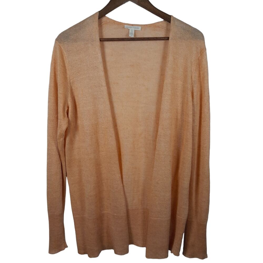 Eileen Fisher Cardigan Peach Linen Women S NWOT Minimalist Lagenlook Cottagecore